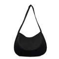 Bolso de hombro negro minimalista en forma de media luna de tela premium en fondo blanco - 38x11x28cm / Negro