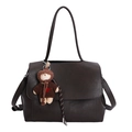 Sac sous le bras en similicuir marron foncé avec charm d'ours mignon au style vintage - Avec Pendentif / Marron