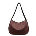 Bolso hobo de ante café oscuro de gran capacidad con un diseño minimalista elegante - 38x11x28cm / Marrón