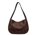 Bolso hobo vintage con estampado de leopardo en ante mate y correa de hombro espaciosa - 38x11x28cm / Leopardo Café