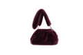 Elegante bolso nube de piel sintética rojo vino con correa de felpa y hebillas doradas - Rojo