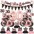 Rose gold and black 30th birthday party decoration set with balloons and banner - 30th Birthday Style