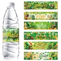 Étiquettes de bouteilles d'eau de la Saint-Patrick avec trèfles et motifs de leprechaun - Set de 6 Feuilles