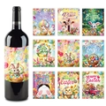 Lot de 9 stickers de Pâques pour bouteilles avec lapins et œufs pour décor de fête - 9 pièces/Ensemble