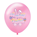 Rosa 12-Zoll-Latexballon mit Happy Easter Hasenohren und bunten Ei-Mustern - Rosa