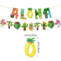 Set striscioni ALOHA hawaiani con decorazioni fenicottero ananas e foglie di palma - Banner