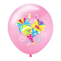 Dettaglio palloncino rosa in lattice con stampe ABC, 123 e coni per l'inizio scuola - Rosa