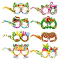 Vista detallada de 8 gafas de papel coloridas con temas de fiesta de playa hawaiana - Juego de 8 / Gafas de Fotos Hawaianas Estilo C
