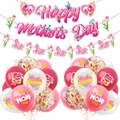 Detail von Muttertags-Party-Set mit rosa Banner, floralen Akzenten und Festballons - Set A: Banner + 22 Luftballons (5908799803063)