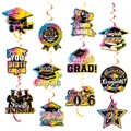 Decorazioni a spirale olografiche per la laurea 2026 con stelle e motivi festivi - 12 Carte Fronte-retro + 12 Spirali Singole