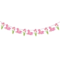 Striscione Festa della Mamma con tacchi a spillo glitterati rosa e ciondoli a tulipano - Piccola Ghirlanda di Farfalle