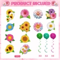 Set di decorazioni floreali sospese con girasoli e spirali per feste e cerimonie - 12 Carte + 12 Spirali / Motivo Floreale