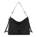 Borsa tote nera testurizzata minimalista con manico e tracolla regolabile - Nero