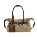 Sac cabas en daim kaki avec finitions marron et petit porte-monnaie assorti - Kaki
