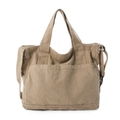 Khaki gewaschene Canvas-Tragetasche mit Schultergurt und großer Vordertasche - Grau