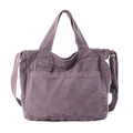 Vintage lila Canvas Tragetasche mit verstellbarem Schultergurt und großer Fronttasche - Lila