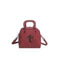 Vintage dark red crossbody bag with gothic cross ornament and top handle on white base - Red
