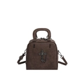 Vintage coffee brown crossbody bag with gothic metal cross and rivet details - Brown