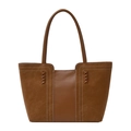 Große braune Shopper-Tasche mit Kontrastnähten und Patchwork-Design für den Alltag - Braun