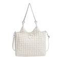 Bolso tote acolchado blanco con logotipo triangular y cadena plateada - Blanco