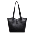 Borsa tote vintage nera in pelle PU testurizzata con goffratura Fashion Trend - Nero