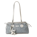 Borsa sottobraccio in denim blu con finiture argentate e ciondolo a stella marina - Con Ciondolo / Argento