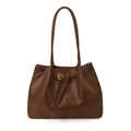 Große dunkelbraune Leder-Shopper-Tasche mit goldener Schnalle und weichem Design - Braun