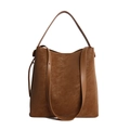 Sac fourre-tout en cuir dépoli marron à grande capacité avec deux bandoulières - Marron