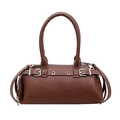 Sac baguette rétro en cuir marron foncé avec doubles anses et boucles métalliques - Marron