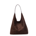 Große Shopper-Tasche mit Leopardenmuster, braunen Lederriemen und Hobo-Design - Braun Kleines Leopardenmuster