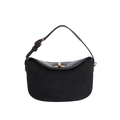 Borsa a tracolla nera retrò con un mix di pelle scamosciata opaca e texture liscia - Nero