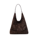 Schicke Hobo-Schultertasche mit Leopardenmuster, braunem Riemen und großem Design - Kaffee Großes Leopardenmuster