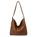 Bolso tote hobo retro marrón de gran capacidad en cuero sintético texturizado diario - Marrón