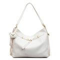 Vintage off-white tote bag with litchi texture, gold hardware and plush bear charm - Off White