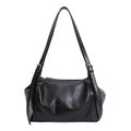 Bolso tote negro retro de gran capacidad en cuero sintético con correas ajustables - Negro