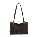Donkerbruine leren shopper met sterhanger en geweven kwastje op witte achtergrond - Met Hanger / Bruin