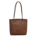 Brown striped tote bag with pleated texture and vertical design for women's fashion - Brown