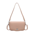 Pink lychee texture crossbody bag for women with silver rotating lock and shoulder strap - Pink