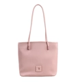 Sac fourre-tout plissé rose pâle chic avec texture rayée verticale et grande capacité - Rose