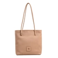 Sac fourre-tout rose à rayures avec plis verticaux et doubles bretelles quotidiennes - Khaki