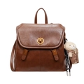 Sac à dos vintage marron pour femme avec rabat à boucle et breloque ours mignonne - Avec Pendentif / Marron