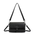Bolso de mano cuadrado negro minimalista con textura de cuero retro y hebilla - Negro
