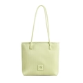 Sac fourre-tout à rayures vert clair avec plis verticaux et boucle carrée - Vert