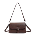 Bolso bandolera rectangular de ecocuero marrón oscuro con hebilla y correas dobles - Marrón