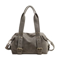 Borsa tote vintage grigio scuro in morbida pelle PU con tracolla regolabile chic - Verde