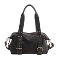 Borsa tote in pelle nera con borchie metalliche stile punk e fibbie decorative - Nero