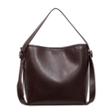 Borsa a secchiello in pelle marrone scuro con finitura oleosa e cuciture a contrasto minimal - caffè
