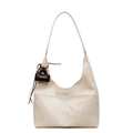 Borsa hobo chic in pelle bianco latte con ciondolo mini borsa a contrasto - Con Ciondolo / Bianco Sporco