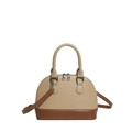Dames shell tas in beige en bruin kunstleer met een afneembare crossbody riem - Khaki