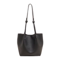 Borsa tote classica in pelle martellata nera con spalline regolabili e interno capiente - Nero